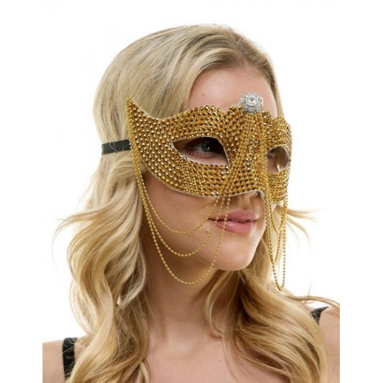 Gold Rhinestone Half Mask