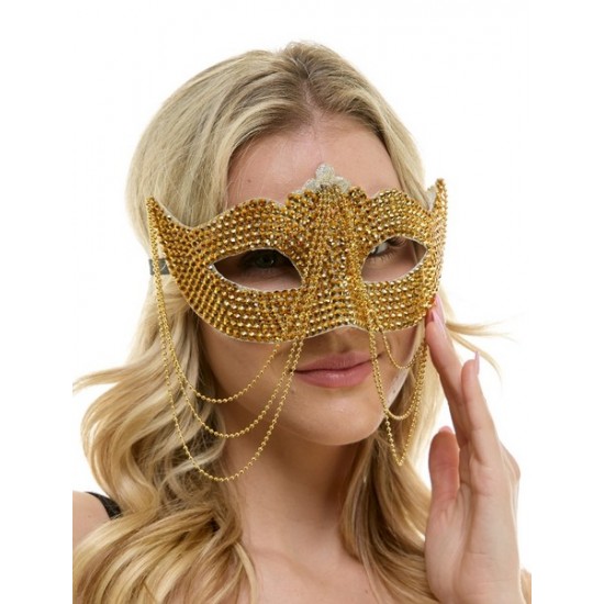 Gold Rhinestone Half Mask