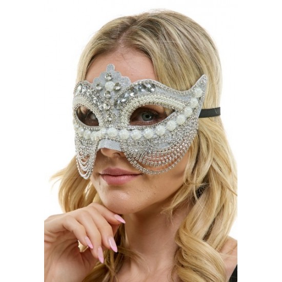 Silver Jeweled Half Mask