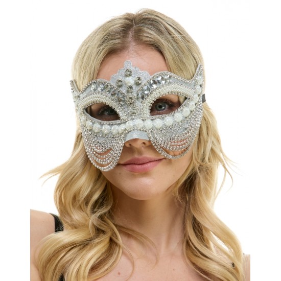 Silver Jeweled Half Mask