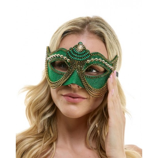 Green Jeweled Half Mask