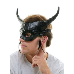 Black Horned Demon Half Mask