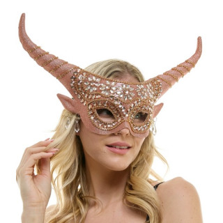 Rose Gold Jeweled Mask with Lo 