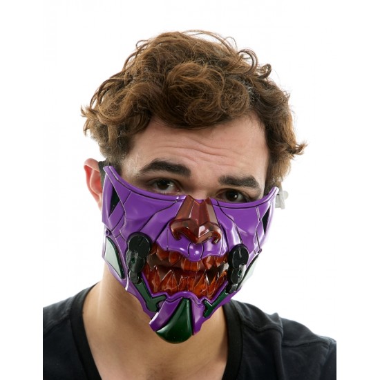 Light-Up Purple Cyberpunk Mask with Red Fangs Light-Up Purple Cyberpunk Mask with Red Fangs