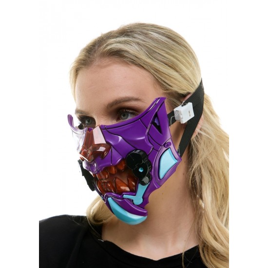 Light-Up Red Fangs Mecha Cyberpunk Mask Light-Up Red Fangs Mecha Cyberpunk Mask