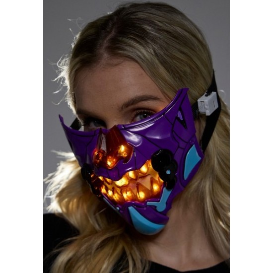 Light-Up Red Fangs Mecha Cyberpunk Mask Light-Up Red Fangs Mecha Cyberpunk Mask