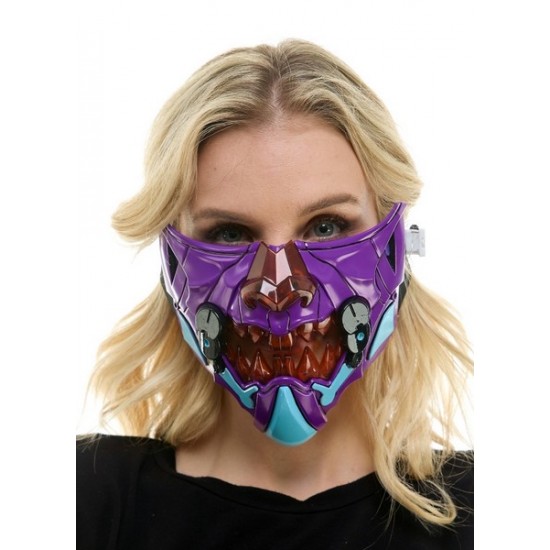 Light-Up Red Fangs Mecha Cyberpunk Mask Light-Up Red Fangs Mecha Cyberpunk Mask