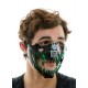 Light-Up Black Cyberpunk Mask with Green Fangs