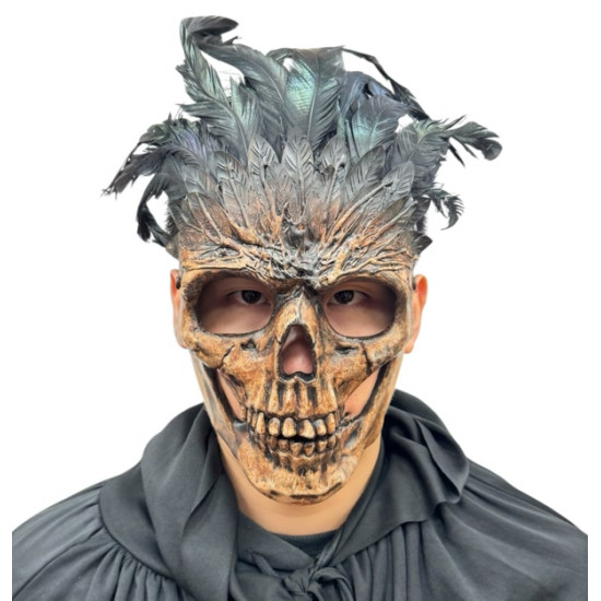 Bone Feathered Voodoo Skull Mask Bone Feathered Voodoo Skull Mask