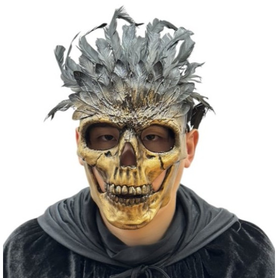 Gold Feathered Skull Mask Gold Feathered Skull Mask
