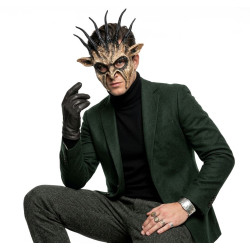 Brown Spiked Horn Demon Mask