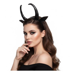 Black Horned Headband with Ear