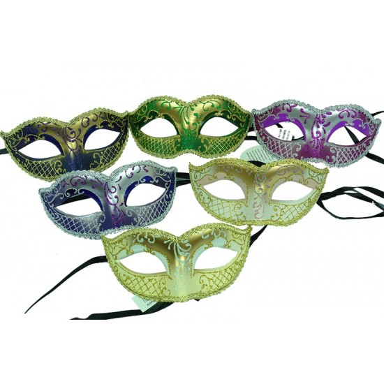 Glitter Scroll Masquerade Masks - Assorted