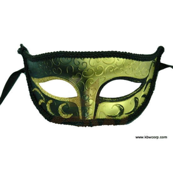Black Gold Embossed Half Mask
