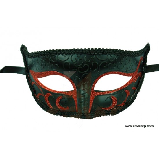 Black Red Embossed Half Mask