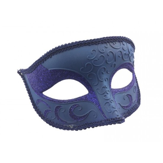 Blue Embossed Half Mask