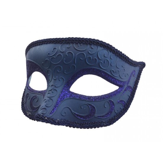 Blue Embossed Half Mask