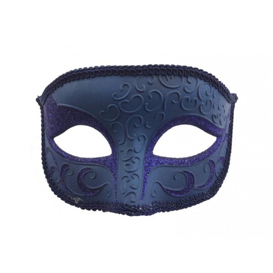 Blue Embossed Half Mask