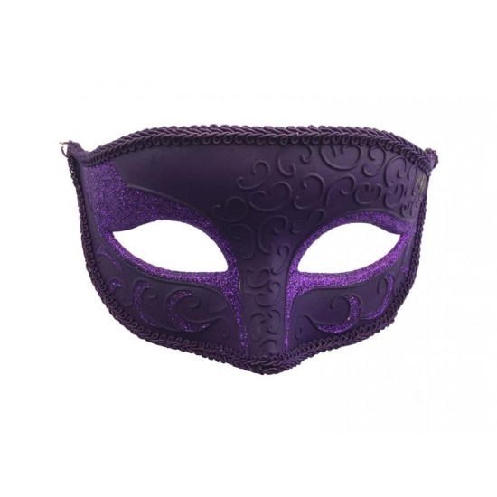 Purple Glitter Trim Half Mask