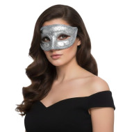 Silver Glitter Trim Half Mask