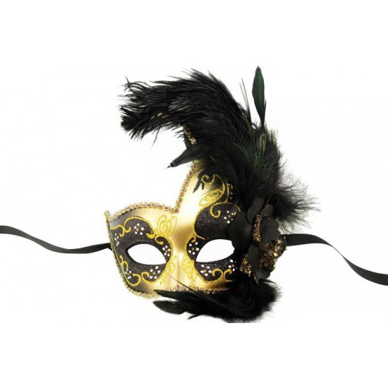 Black Gold Feather Mask Black Gold Feather Mask