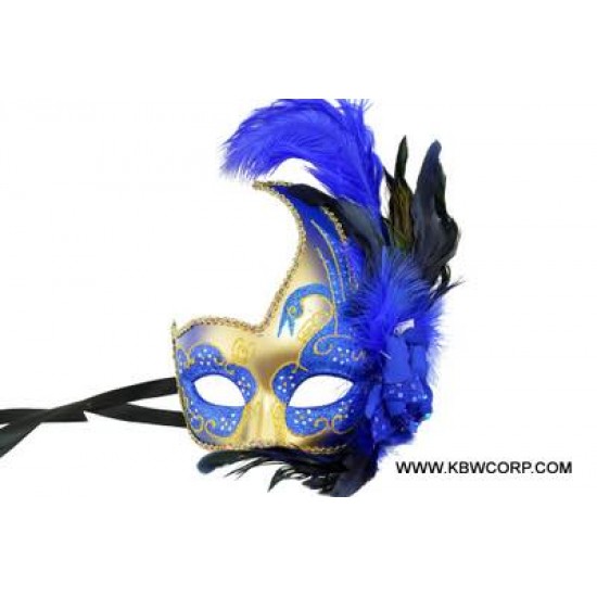 Blue Gold Feather Mask