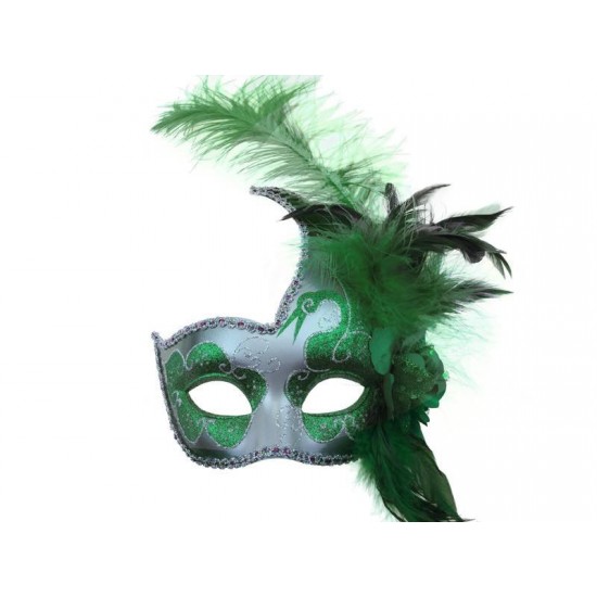 Green Silver Feather Mask Green Silver Feather Mask