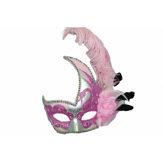 Pink Silver Feather Mask Pink Silver Feather Mask