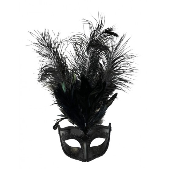 Black Venetian Mask With Feathers