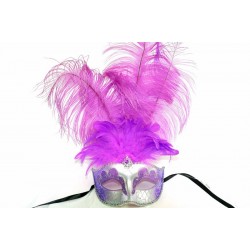 Light Purple Gold Venetian Mask With Feathers