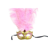Pink Gold Venetian Feather Mask