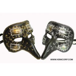 Black Long Nose Venetian Masks - Assorted