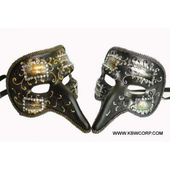 Black Long Nose Venetian Masks - Assorted Black Long Nose Venetian Masks - Assorted