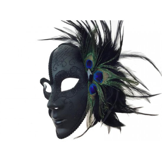 Black Peacock Moon Mask