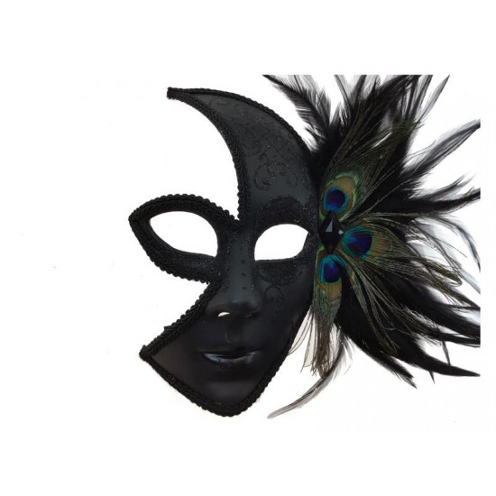 Black Peacock Moon Mask