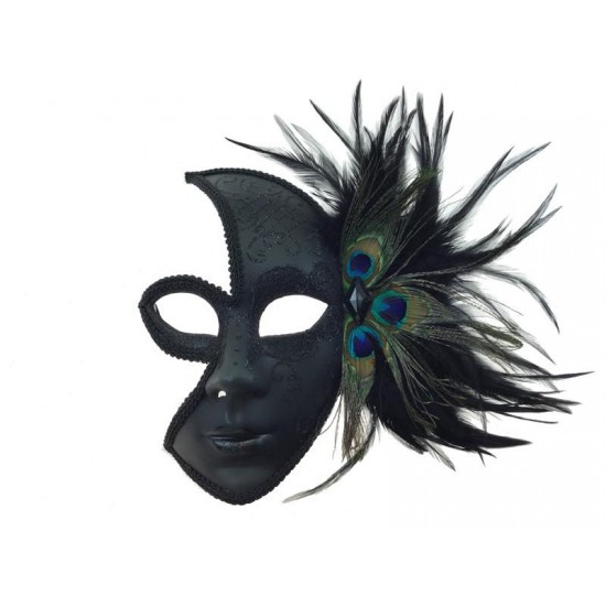 Black Peacock Moon Mask