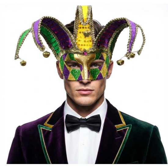 Mardi Gras Jester Half Mask