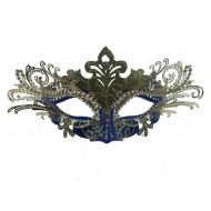 Blue & Gold Masquerade Mask with Gems