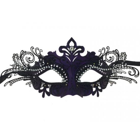 Black & Purple Masquerade Mask with Gems