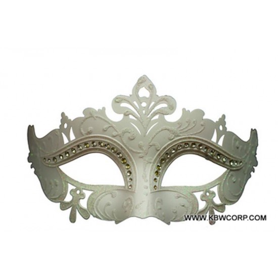White Masquerade Mask with Gems