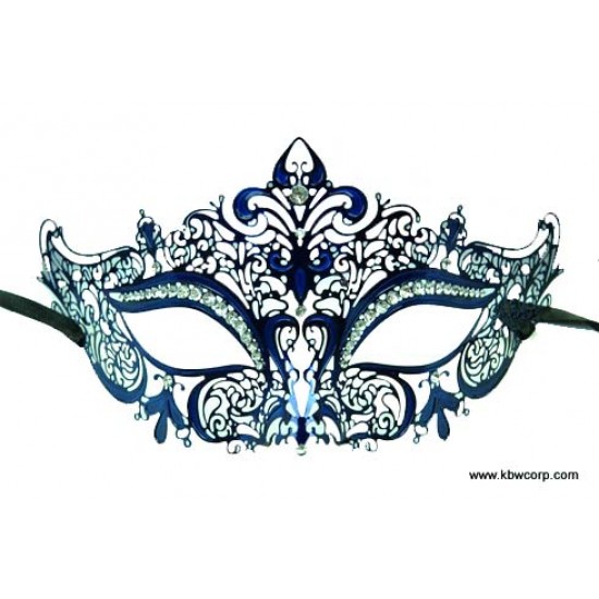 Blue Filigree Masquerade Mask with Gems Blue Filigree Masquerade Mask with Gems