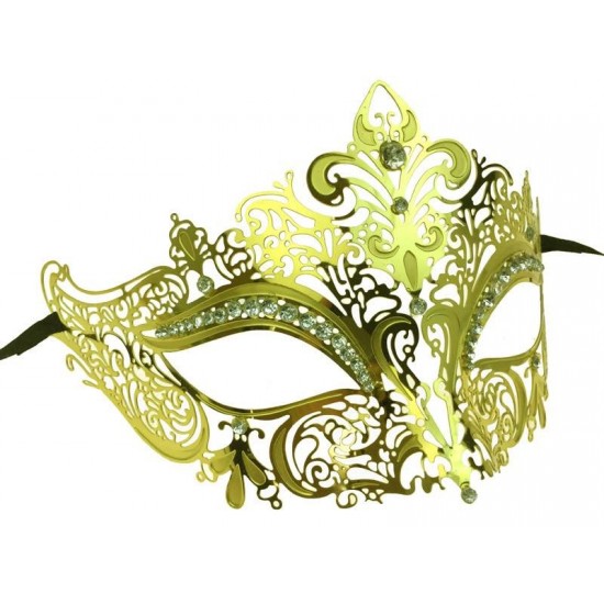 Gold Filigree Masquerade Mask with Gems