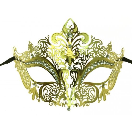 Gold Filigree Masquerade Mask with Gems