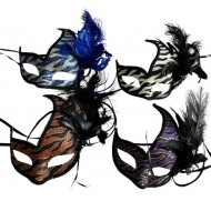 Venetian Masquerade Mask with Feathers - Assorted