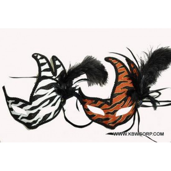 Venetian Masquerade Mask with Feathers - Assorted Venetian Masquerade Mask with Feathers - Assorted