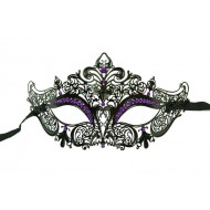 Black Masquerade Mask with Purple Gems