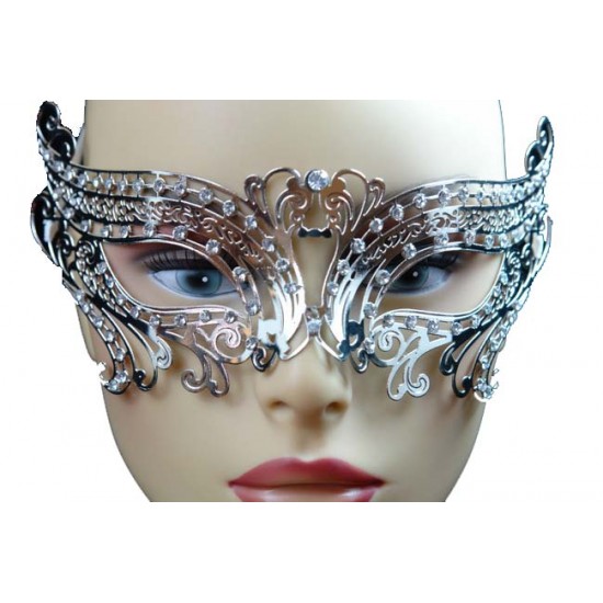 Silver Masquerade Mask with Clear Gems Silver Masquerade Mask with Clear Gems