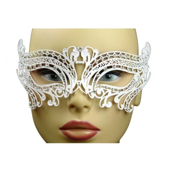 White Masquerade Mask with Clear Gems White Masquerade Mask with Clear Gems