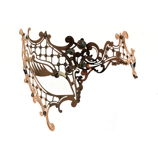 Rose Gold Filigree Masquerade Mask with Gems
