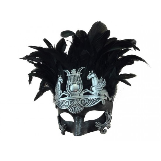 Silver Venetian Mask with Feather Silver Venetian Mask with Feather